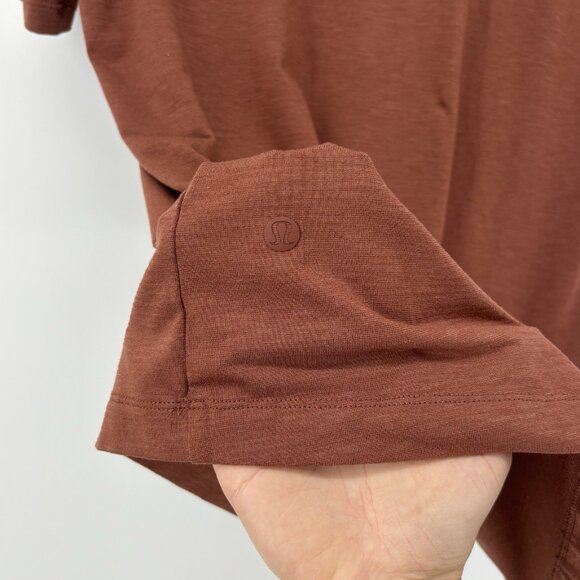Lululemon Evolution Polo Shirt Men Medium Orange Brown Stretch Short Sleeve Logo - Picture 5 of 7